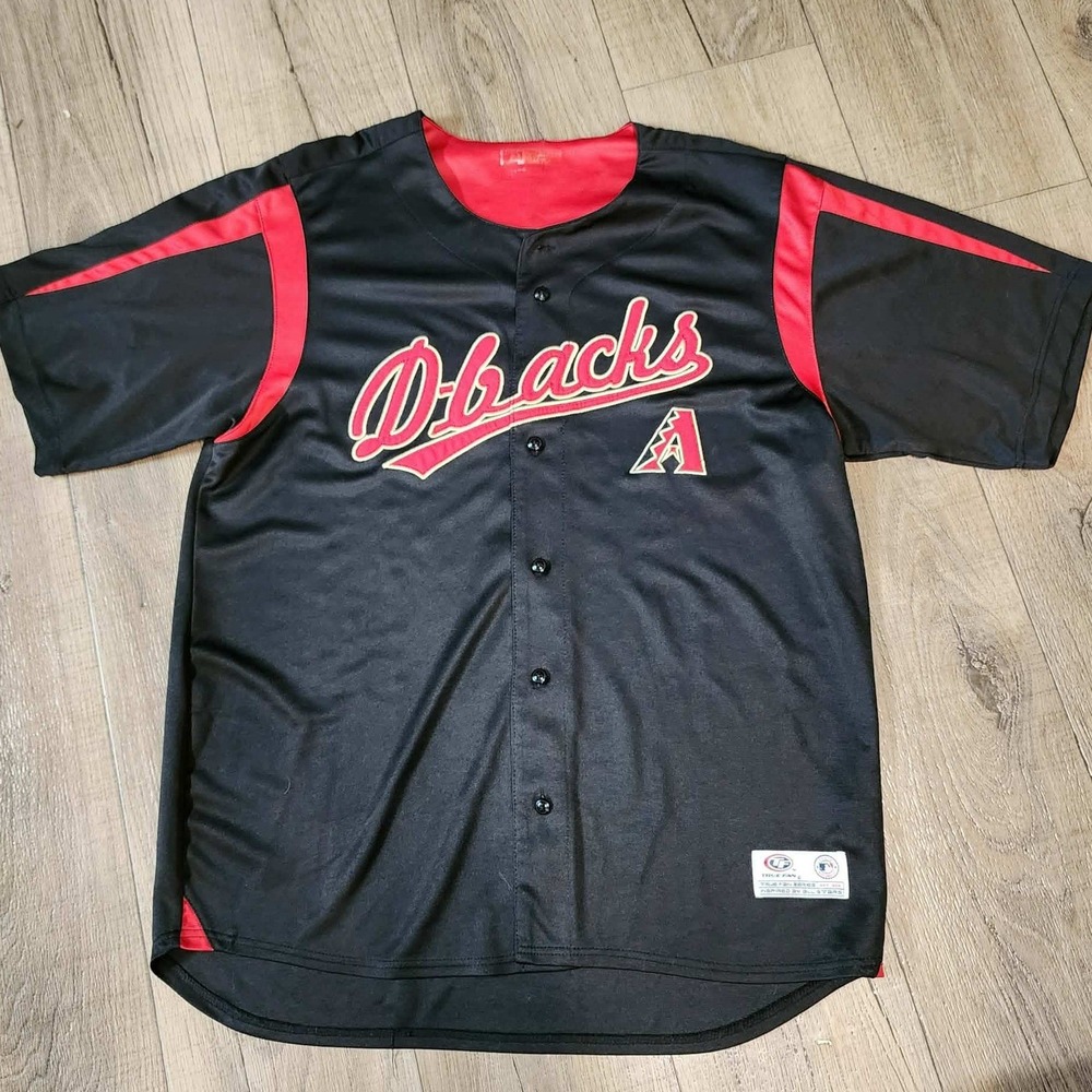 True Fan Arizona Diamondbacks MLB Baseball Jersey Mens Black Red Y2K XL